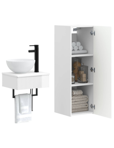 Set di mobili per il bagno 2 pz Bianco Lucido
