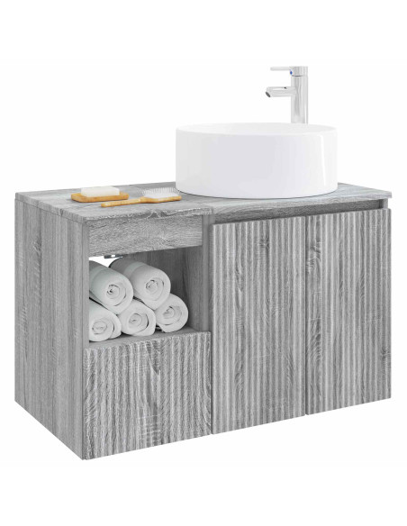 Set di mobili per il bagno 2 pz Sonoma grigio