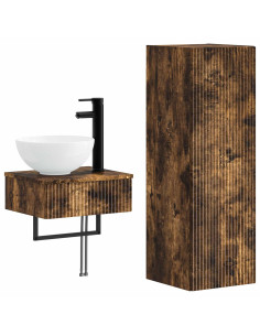 Set di mobili per il bagno 2 pz Rovere Fumo 33 x 34,5 x 100 cm 2