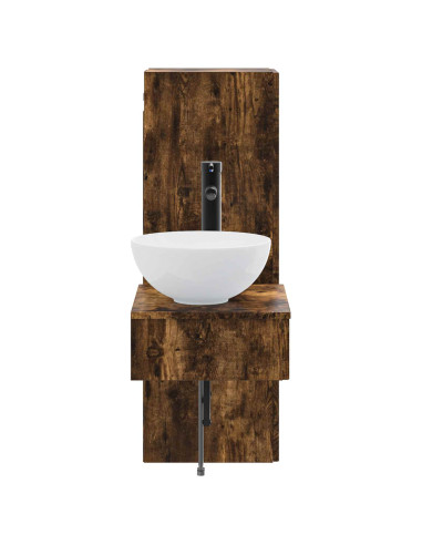 Set di mobili per il bagno 2 pz Rovere Fumo 33 x 34,5 x 100 cm