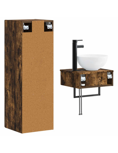 Set di mobili per il bagno 2 pz Rovere Fumo 33 x 34,5 x 100 cm