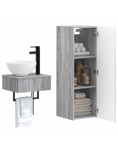 Set di mobili per il bagno 2 pz Sonoma grigio