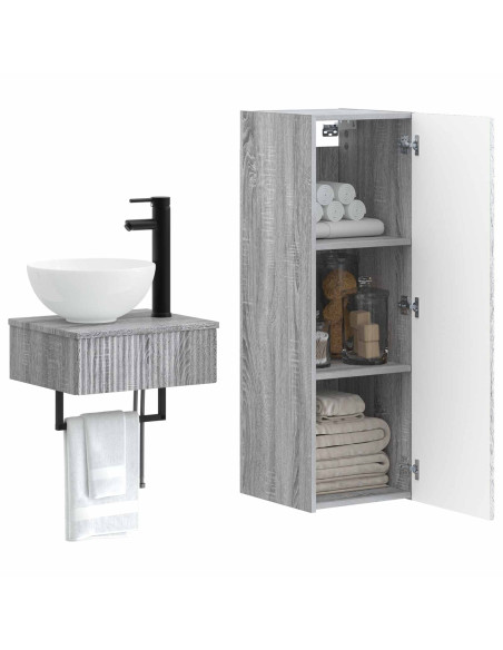 Set di mobili per il bagno 2 pz Sonoma grigio