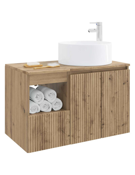 Set di mobili per il bagno 2 pz Rovere Artigianale