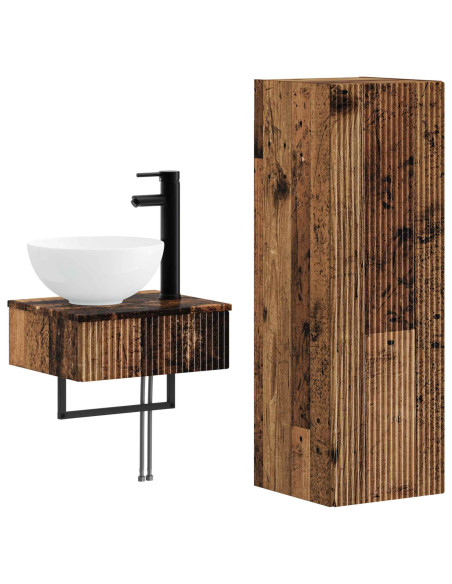 Set di mobili per il bagno 2 pz Legno antico 33 x 34,5 x 100 cm