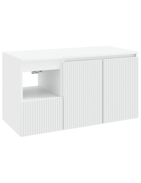 Set di mobili per il bagno 2 pz Bianco Legno ingegnerizzato
