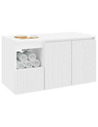Set di mobili per il bagno 2 pz Bianco Legno ingegnerizzato