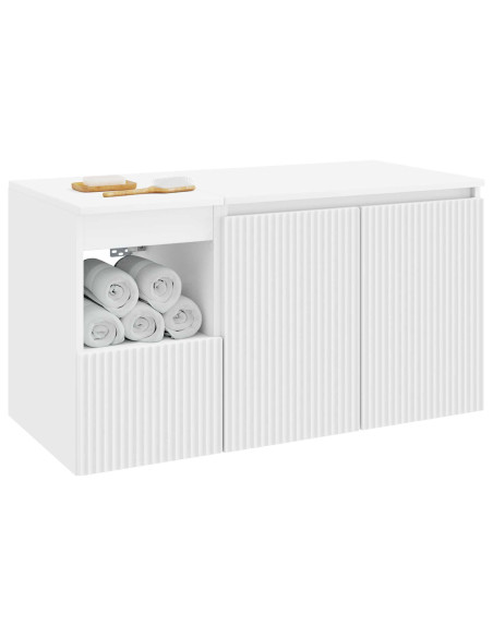 Set di mobili per il bagno 2 pz Bianco Legno ingegnerizzato