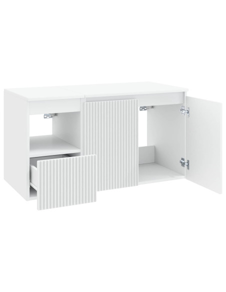 Set di mobili per il bagno 2 pz Bianco Legno ingegnerizzato