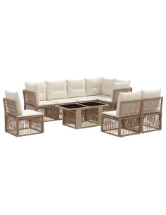 Set Divano da Giardino 9 pz Beige polyrattan 2