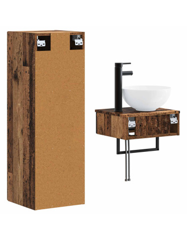 Set di mobili per il bagno 2 pz Legno antico 33 x 34,5 x 100 cm