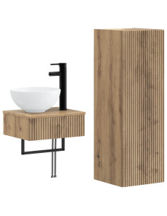 Set di mobili per il bagno 2 pz Rovere Artigianale 2