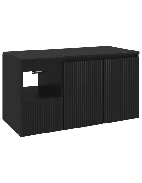 Set di mobili per il bagno 2 pz Nero Legno ingegnerizzato