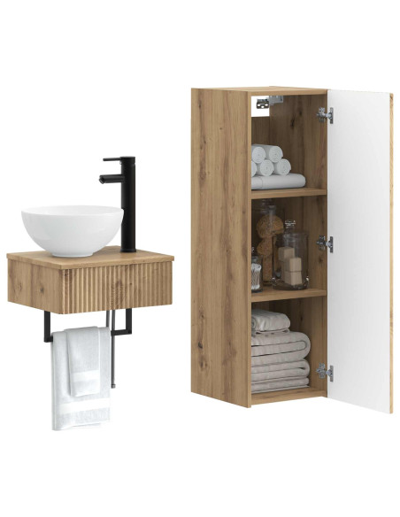 Set di mobili per il bagno 2 pz Rovere Artigianale