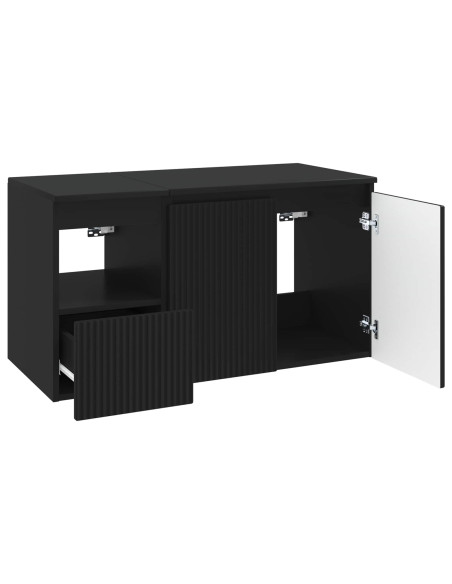 Set di mobili per il bagno 2 pz Nero Legno ingegnerizzato