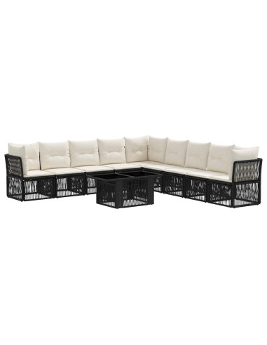 Set Divano da Giardino 10 pz Nero polyrattan