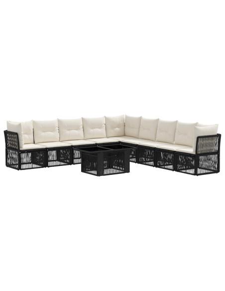 Set Divano da Giardino 10 pz Nero polyrattan