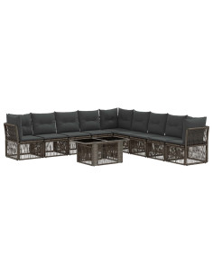 Set Divano da Giardino 10 pz Grigio polyrattan 2