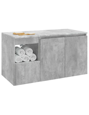 Set di mobili per il bagno 2 pz Grigio Cemento