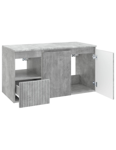Set di mobili per il bagno 2 pz Grigio Cemento