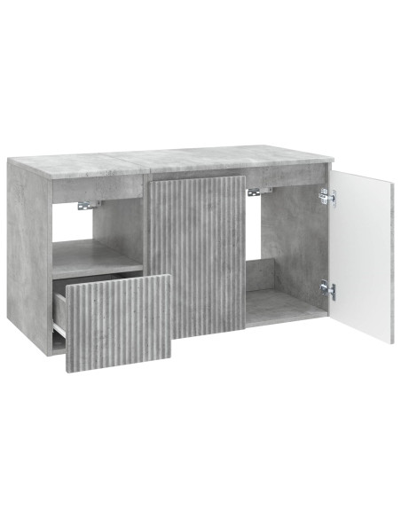 Set di mobili per il bagno 2 pz Grigio Cemento