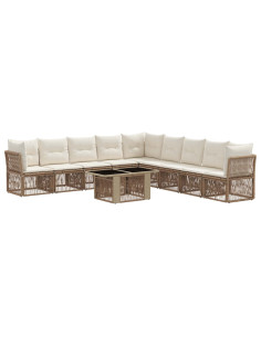 Set Divano da Giardino 10 pz Beige polyrattan 2