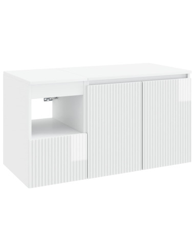 Set di mobili per il bagno 2 pz Bianco Lucido