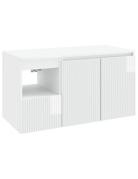 Set di mobili per il bagno 2 pz Bianco Lucido