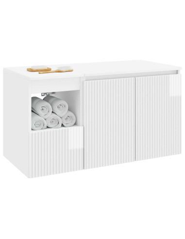 Set di mobili per il bagno 2 pz Bianco Lucido