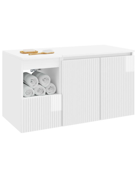 Set di mobili per il bagno 2 pz Bianco Lucido