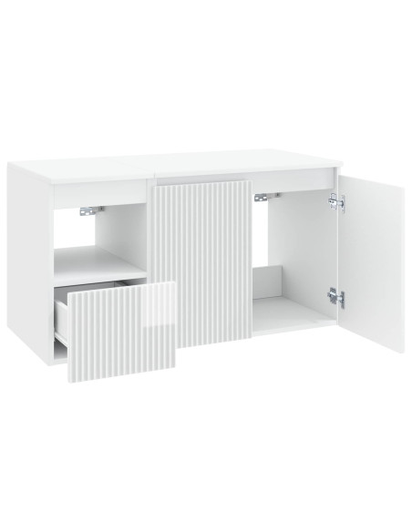 Set di mobili per il bagno 2 pz Bianco Lucido