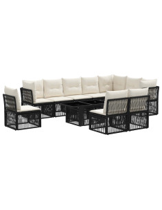 Set Divano da Giardino 11 pz Nero polyrattan 2