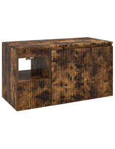 Set di mobili per il bagno 2 pz Rovere Fumo 2
