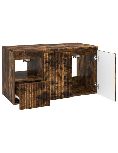 Set di mobili per il bagno 2 pz Rovere Fumo