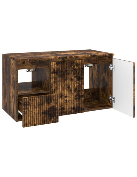 Set di mobili per il bagno 2 pz Rovere Fumo