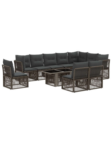 Set Divano da Giardino 11 pz Grigio polyrattan