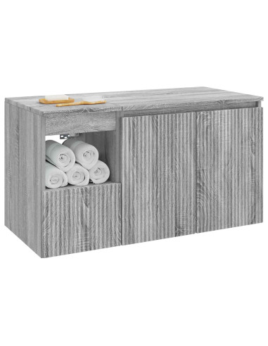 Set di mobili per il bagno 2 pz Sonoma grigio