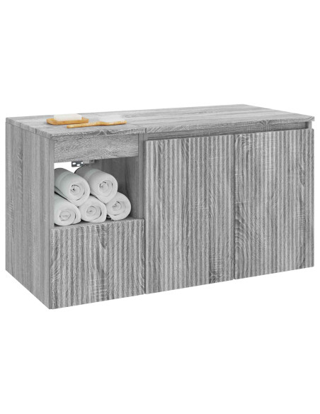 Set di mobili per il bagno 2 pz Sonoma grigio
