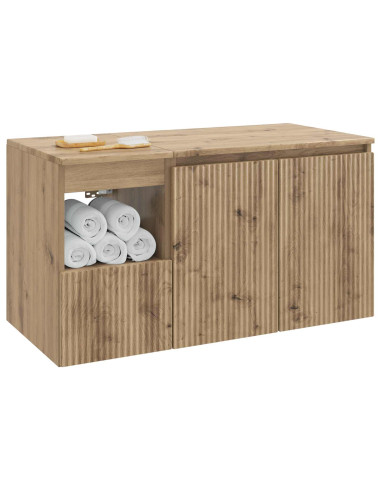 Set di mobili per il bagno 2 pz Rovere Artigianale