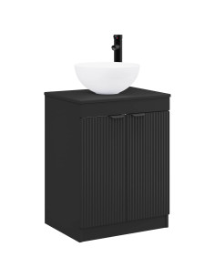 Set di mobili per il bagno Nero Legno ingegnerizzato 2