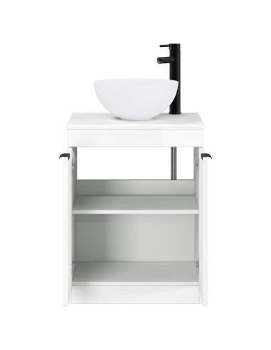 Set di mobili per il bagno Bianco Lucido Legno ingegnerizzato