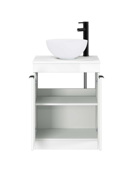 Set di mobili per il bagno Bianco Lucido Legno ingegnerizzato