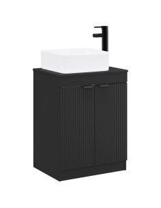 Set di mobili per il bagno Nero Legno ingegnerizzato 2