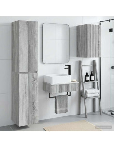 Set di mobili per il bagno 3 pz Sonoma grigio