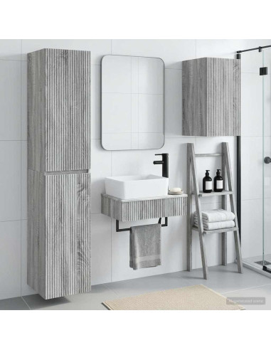 Set di mobili per il bagno 3 pz Sonoma grigio