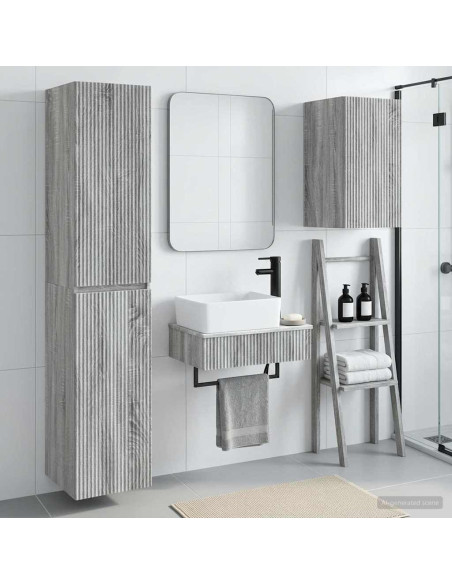 Set di mobili per il bagno 3 pz Sonoma grigio