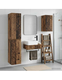Set di mobili per il bagno 3 pz Legno antico 33 x 34,5 x 160 cm