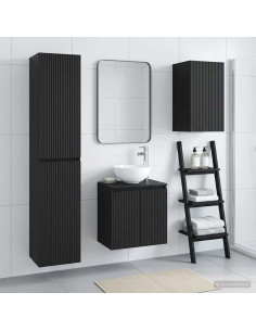 Set di mobili per il bagno 3 pz Nero 33 x 34,5 x 160 cm