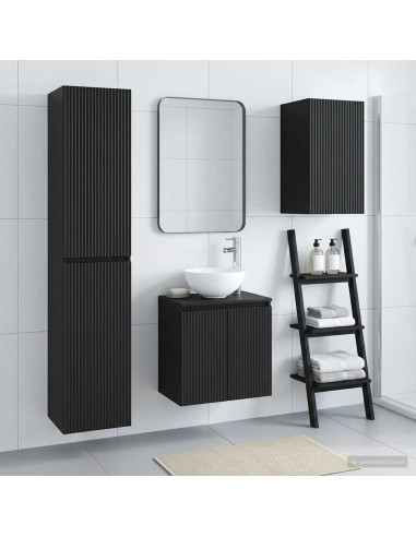 Set di mobili per il bagno 3 pz Nero 33 x 34,5 x 160 cm
