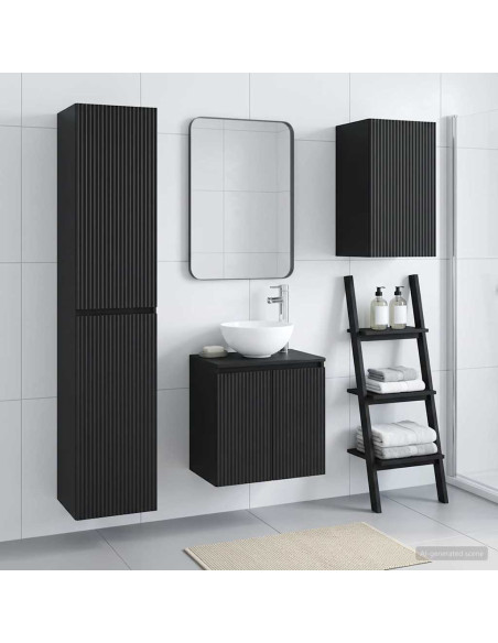 Set di mobili per il bagno 3 pz Nero 33 x 34,5 x 160 cm